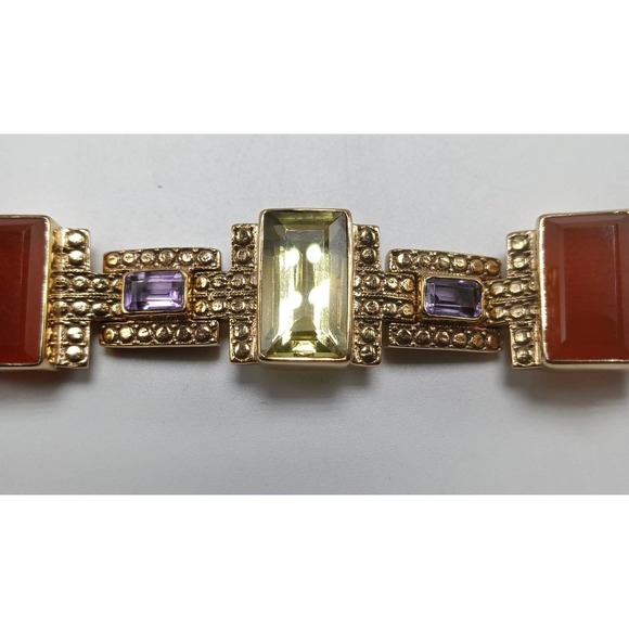 Vintage Nicki Butler Multi Stone Gold Tone Bracelet - Picture 1 of 8